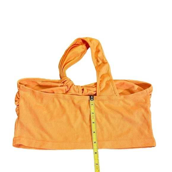Cider Asymmetrical Halter Cutout Crop Top Women’s size Small (4) Neon Orange - Picture 12 of 12